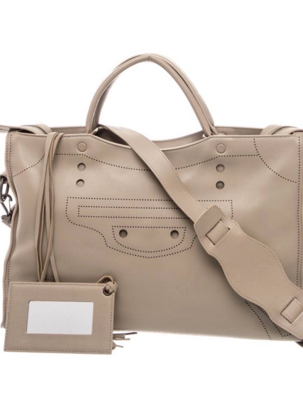Balenciaga City Bag! Taupe Leather Top-Handle Bag with shoulder strap